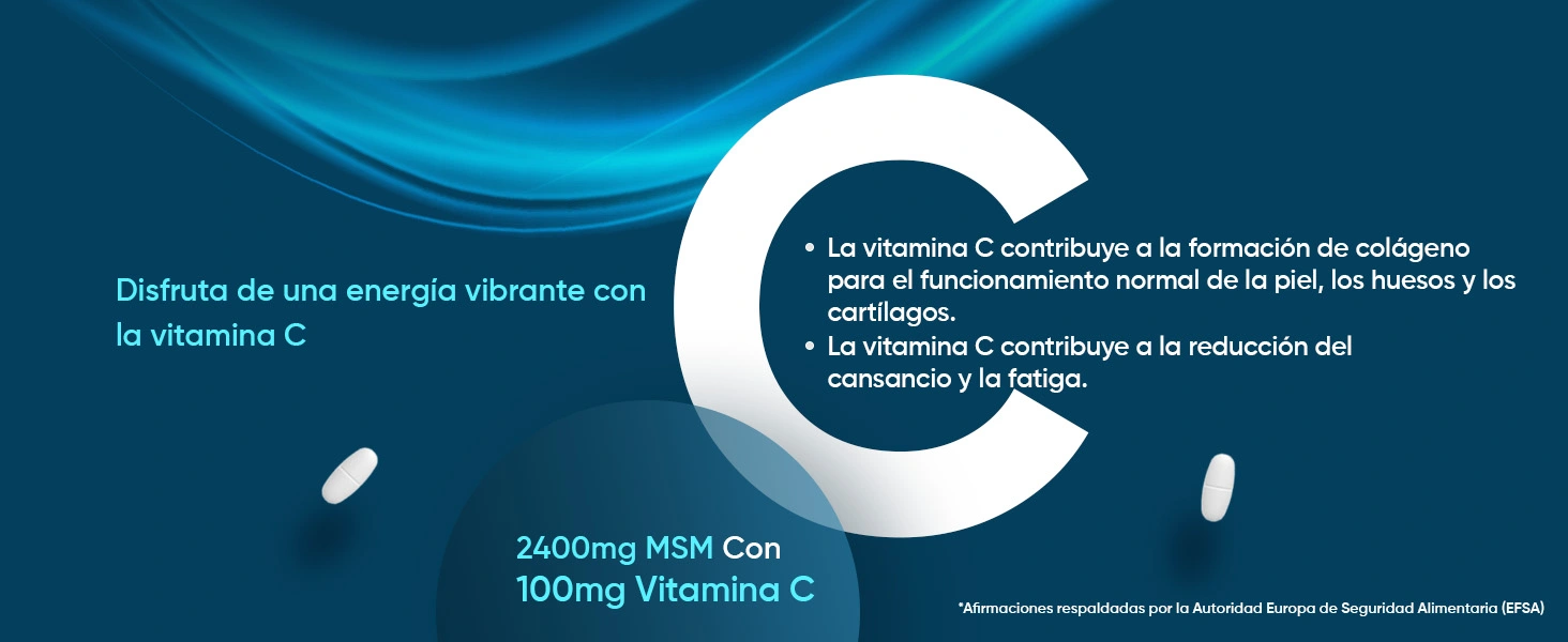 MSM y Vitamina C 2400mg 360 comprimidos Salud de Articulaciones