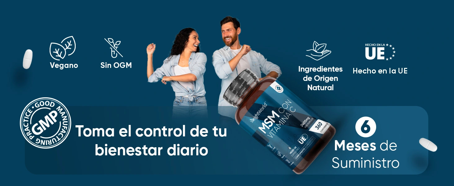 MSM y Vitamina C 2400mg 360 comprimidos Salud de Articulaciones