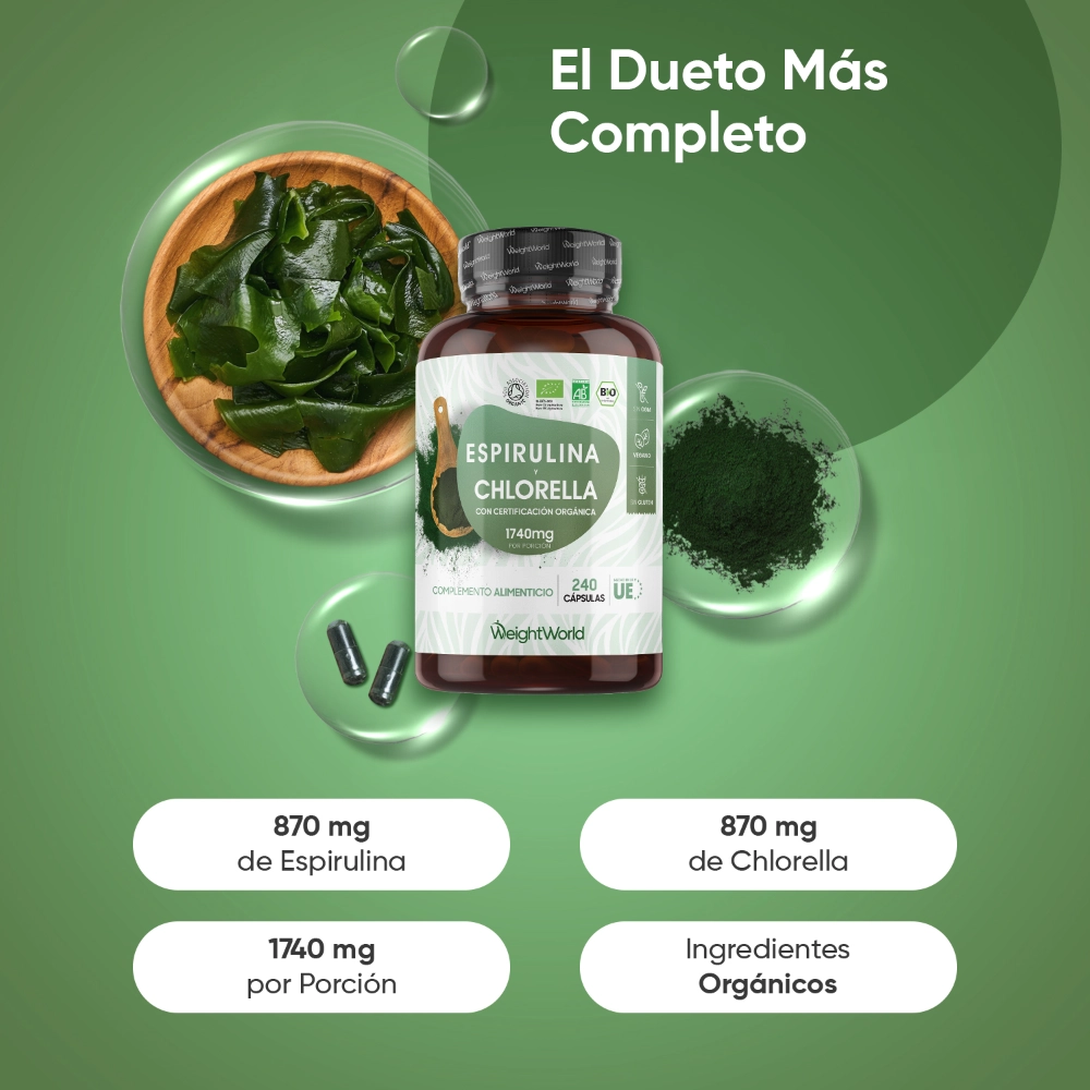 Propiedades de las cápsulas de Espirulina y Chlorella
