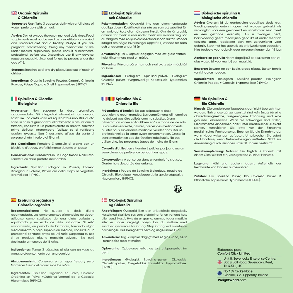 Cómo tomar las cápsulas de Espirulina y Chlorella orgánicas