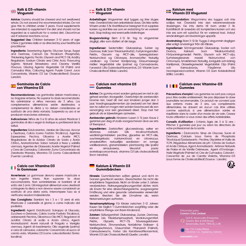Recomendaciones para tomar las gominolas de calcio y D3 para niños