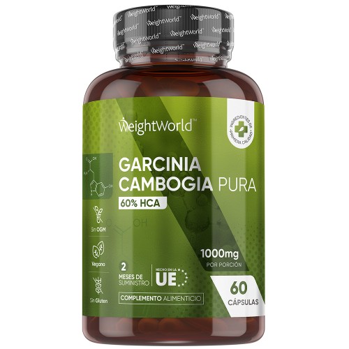 Garcinia Cambogia Pura - 1000 mg 60 Cápsulas - Fórmula de Origen Natural Apta para Veganos