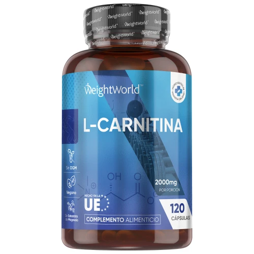 L-Carnitina - 2000 mg 120 cápsulas - Suplemento Vegano Sin Estearato de Magnesio
