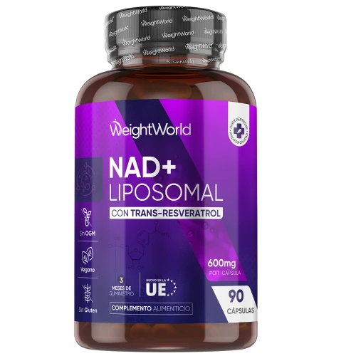NAD+ Liposomal con Resveratrol 600 mg - 90 cápsulas - Fórmula Premium Vegana para Energía, Vitalidad y Longevidad - Sin Gluten ni OGM