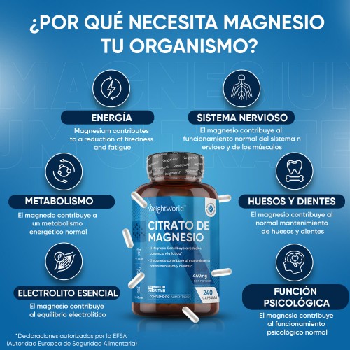 Espinas borgoña vender Citrato de Magnesio | 1480 mg 240 Cápsulas | Suplemento Deportivo |  WeightWorld