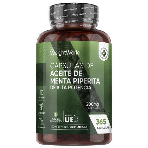 Cápsulas de Aceite de Menta Piperita - 200 mg 365 Perlas - Remedio para la Halitosis de Origen Natural y para Apoyo Digestivo