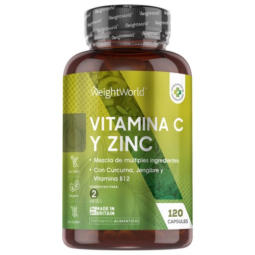 Cápsulas de Vitamina C y Zinc 120 Cápsulas Suplemento Natural para