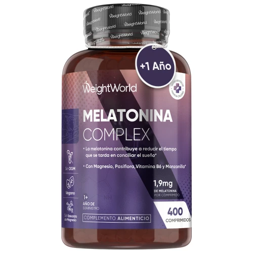 Melatonina Complex - 1,9 mg 400 Comprimidos - Con Magnesio, Vitamina B6 y Manzanilla