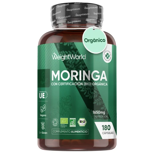 Moringa Orgánica 1650 mg 180 cápsulas - Superalimento Natural Rico en Nutrientes Esenciales - Hecho en la UE, sin OGM