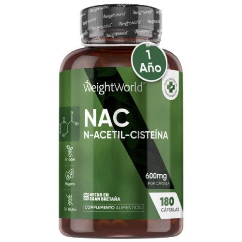 NAC 600 mg 180 Cápsulas - Aminoácido para el Sistema Inmune y Mejora del Rendimiento Deportivo