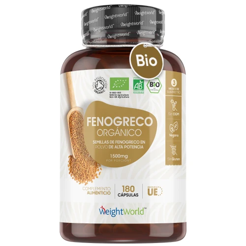 Fenogreco Orgánico en cápsulas - 1500 mg 180 unidades - Suplemento de Apoyo Digestivo Fuente de Minerales y Proteínas