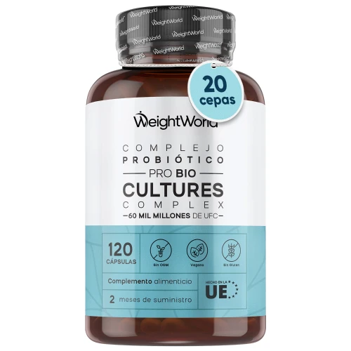 Cápsulas de Probióticos Digestivos - 60 Mil Millones de UFC y 20 Cepas Bacterianas - Promueven la Salud Intestinal y Refuerzan el Sistema Inmune