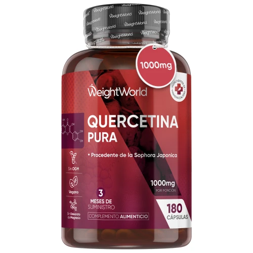 Cápsulas de Quercetina 100 % Pura - 1000 mg 180 cápsulas - Suplemento Antioxidante y para la Salud del Corazón