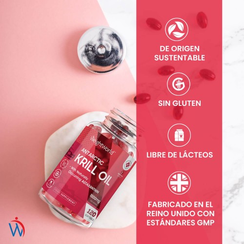 Aceite De Krill Antártico 1000 mg 120 cápsulas de gel Omega3 puro y sostenible