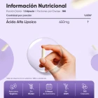 Información nutricional Ácido Alfa Lipoico
