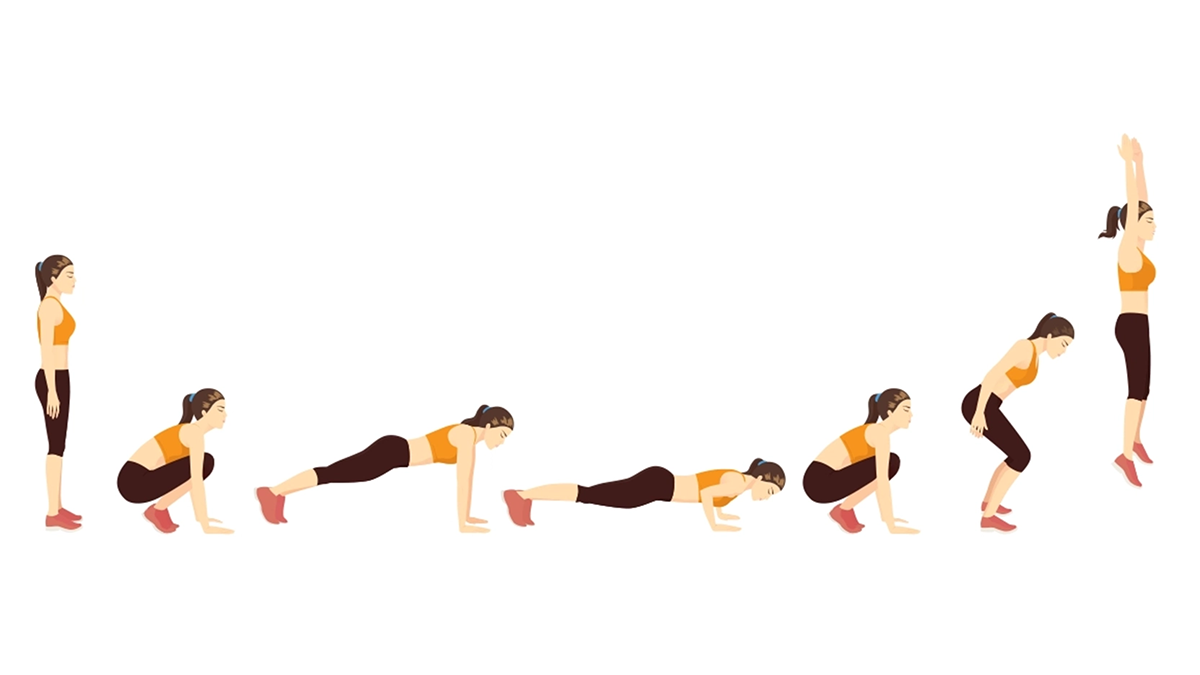 Mujer haciendo el ejercicio de burpees