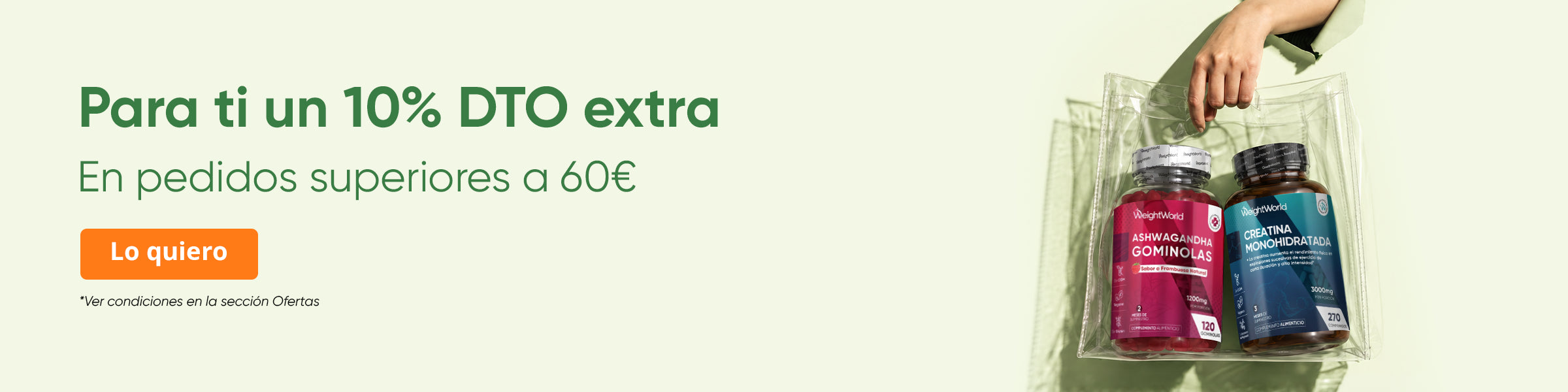 10 % DTO en pedidos superiores a 60 €