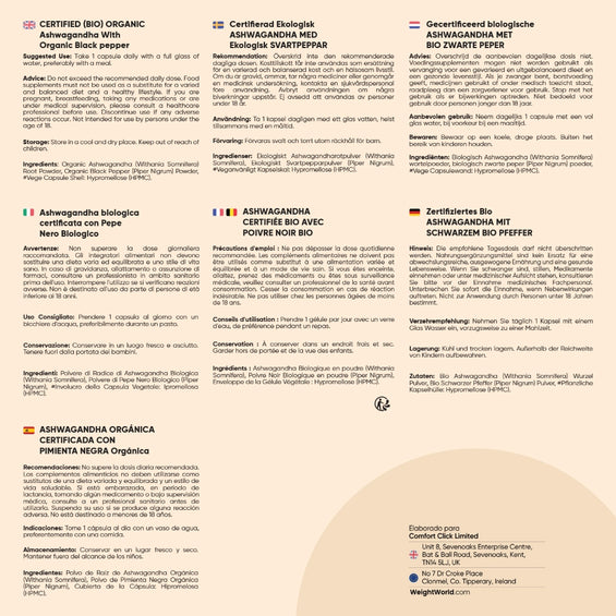 Recomendaciones Ashwagandha y Pimienta Negra orgánica