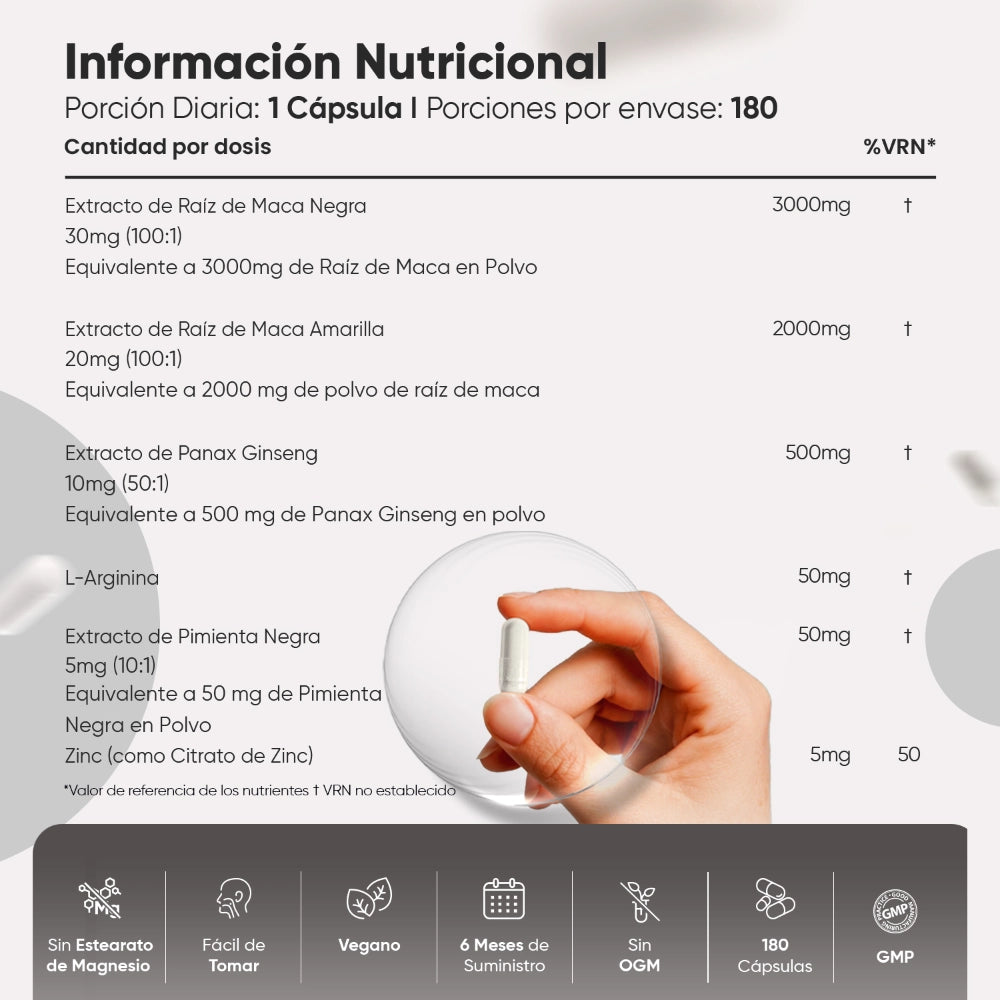 Maca Negra y Amarilla en cápsulas