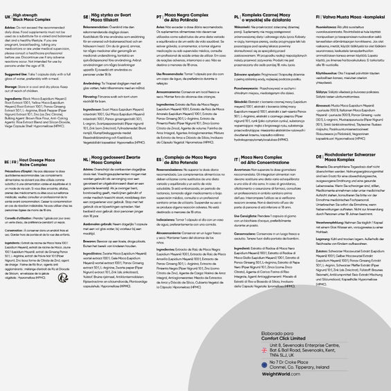 Información nutricional Maca Negra Complex