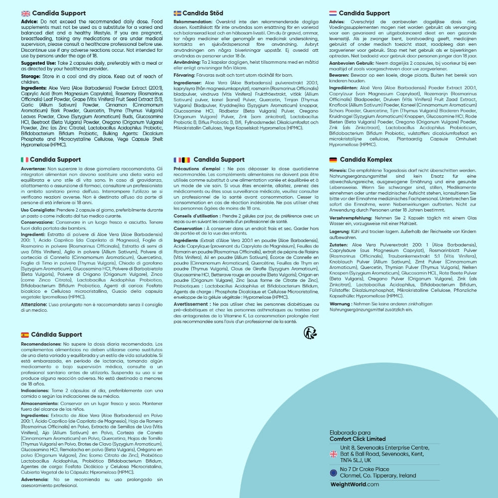 Recomendaciones generales del suplemento Candida Support