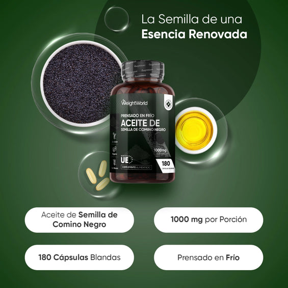Aceite de Semilla de Comino Negro 180 cápsulas