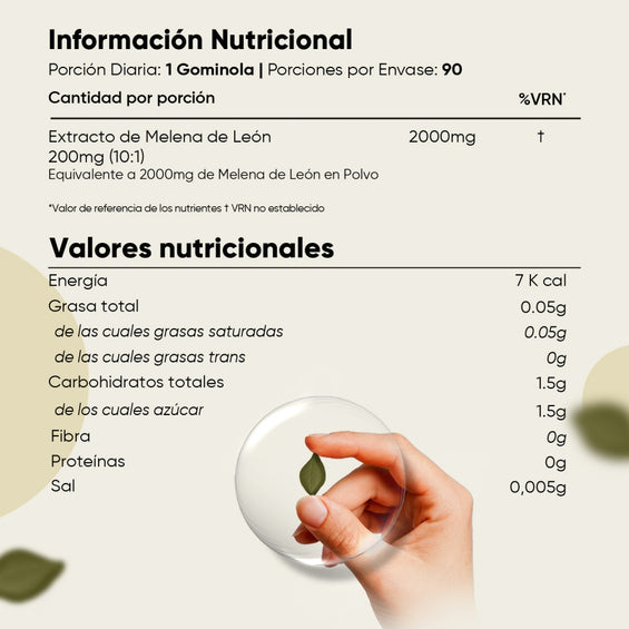Información nutricional Melena de León