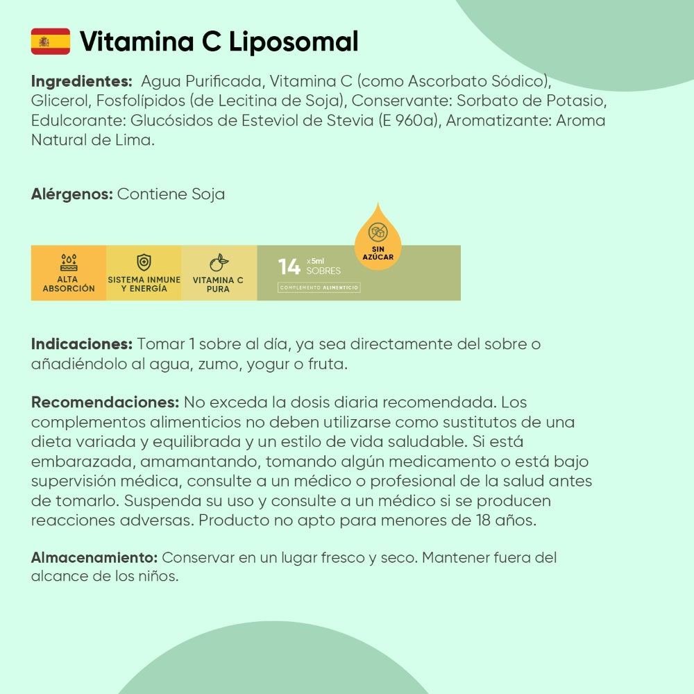 Recomendaciones Vitamina C Liposomal en sobres