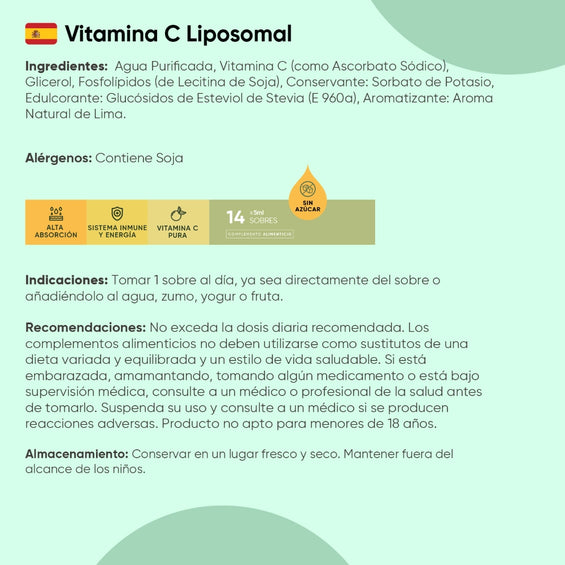 Recomendaciones Vitamina C Liposomal en sobres