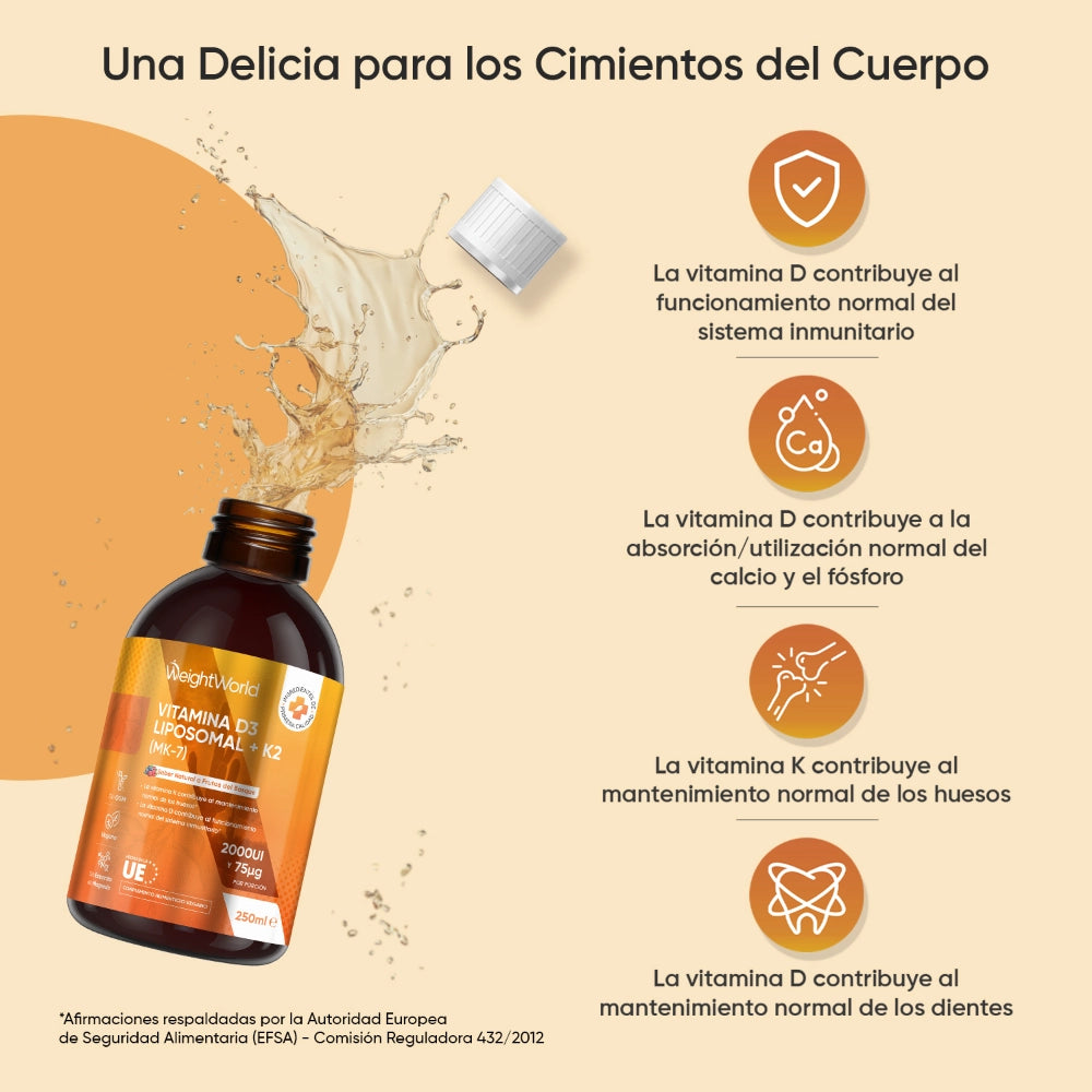Vitamina D3 K2 liposomal líquida para el sistema inmune