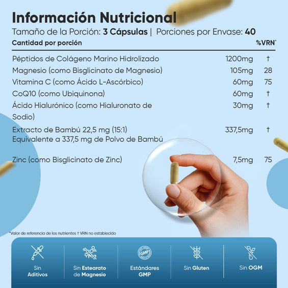 Información nutricional Colágeno Marino con Magnesio