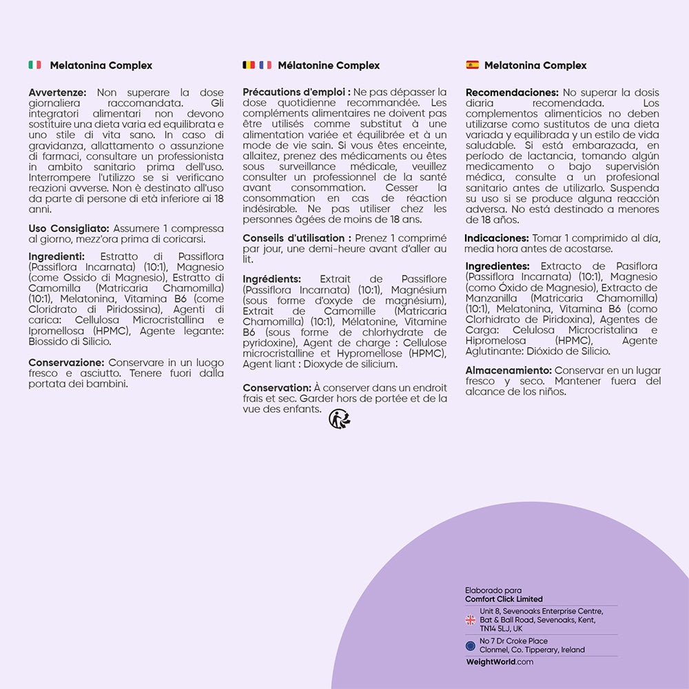 1 comprimido al día Melatonina Complex 1 mg