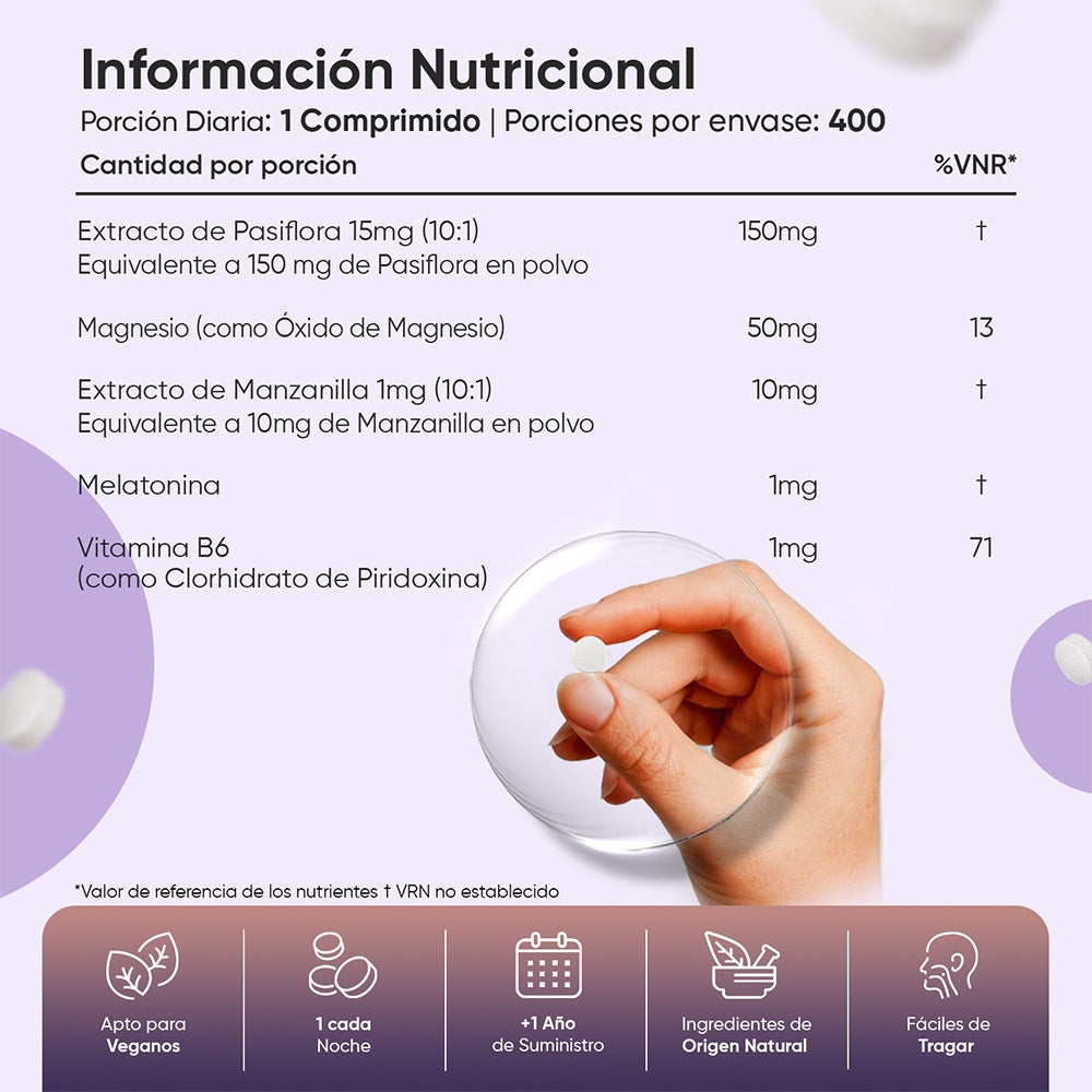 Información nutricional Melatonina