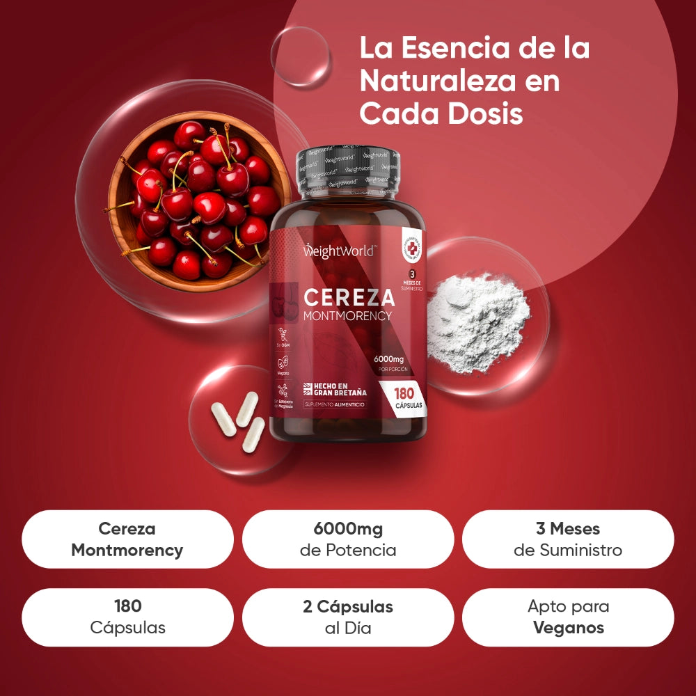 Suplemento Cereza Montmorency rico en antioxidantes