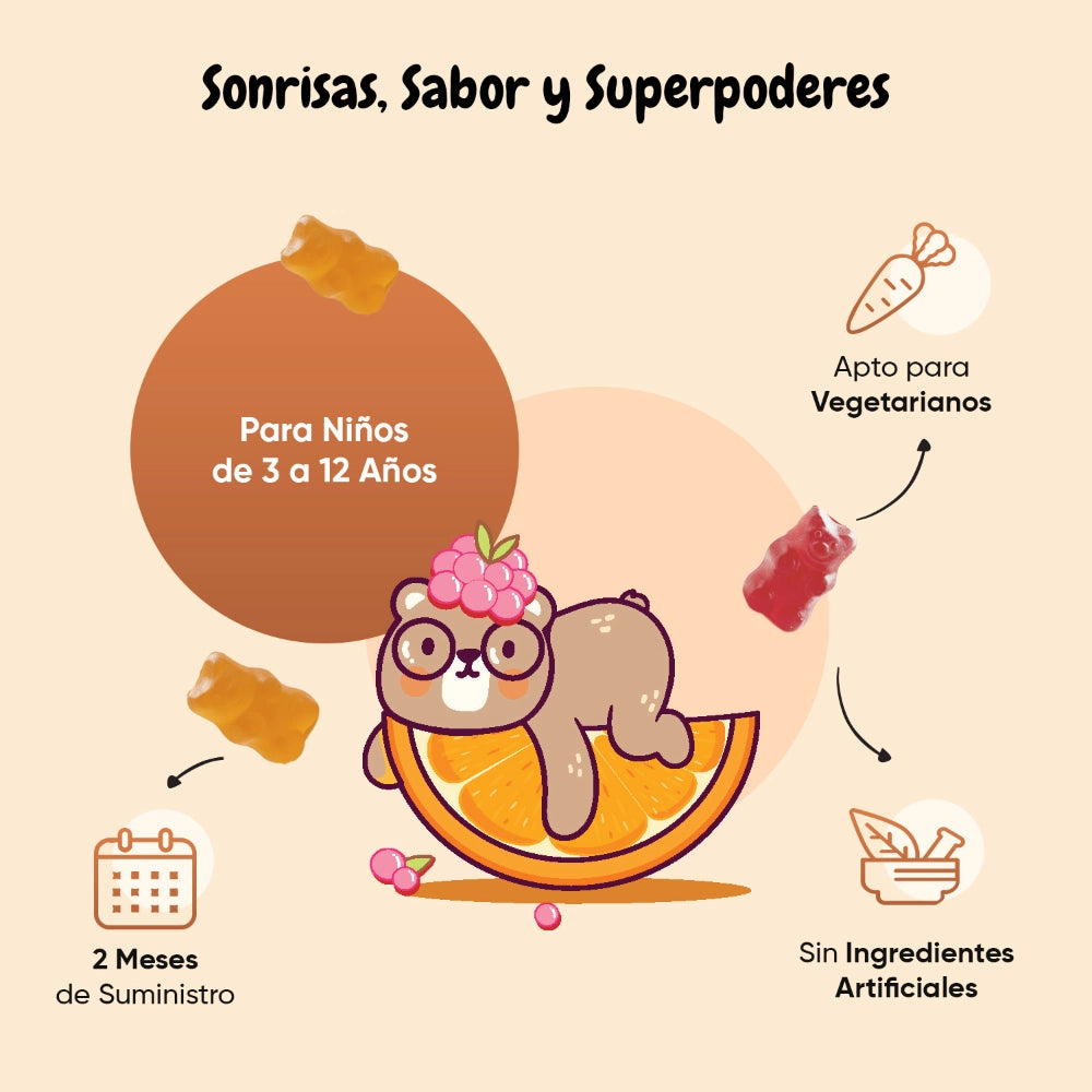 Ositos multivitaminas para niños de 3 a 12 años