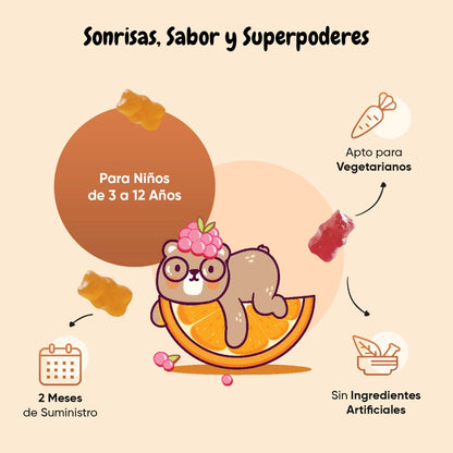 Ositos multivitaminas para niños de 3 a 12 años