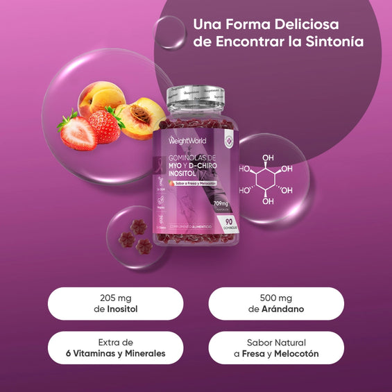 Gominolas de Inositol sabor fresa y melocotón
