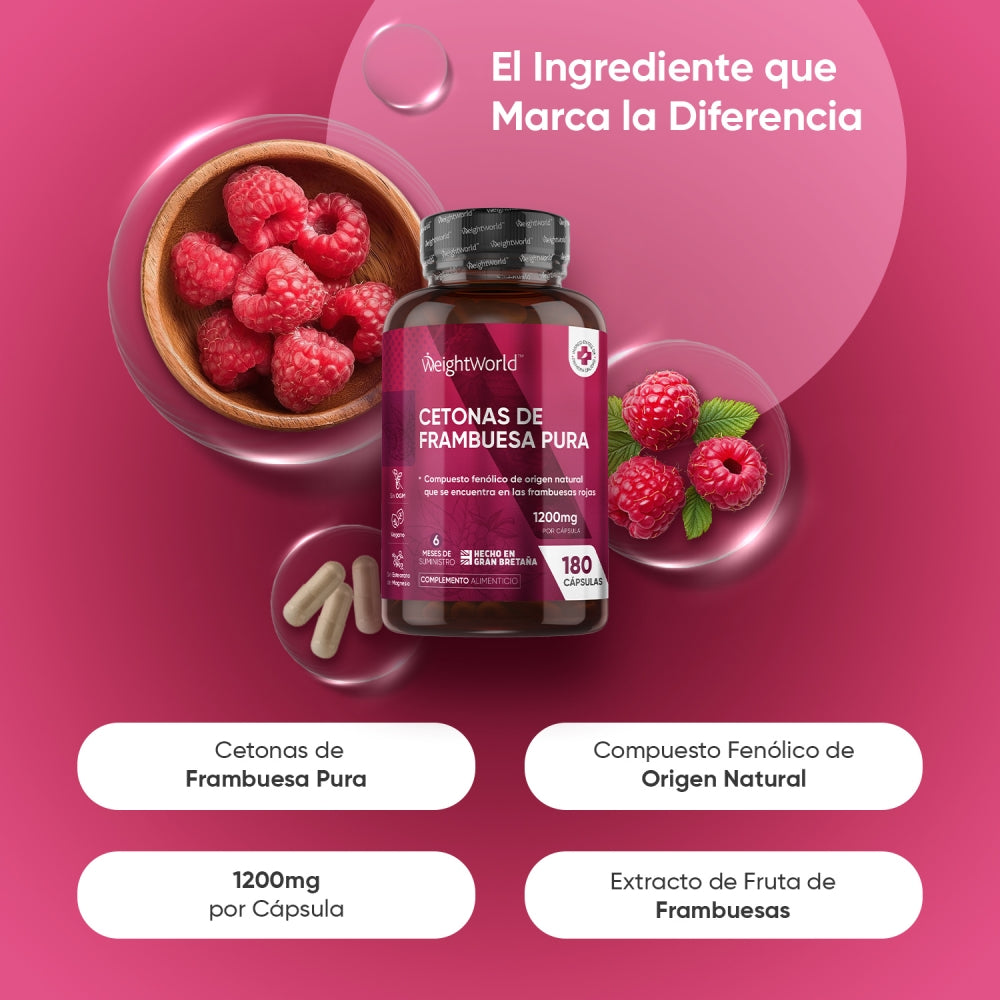 Cetonas de frambuesa pura en cápsulas