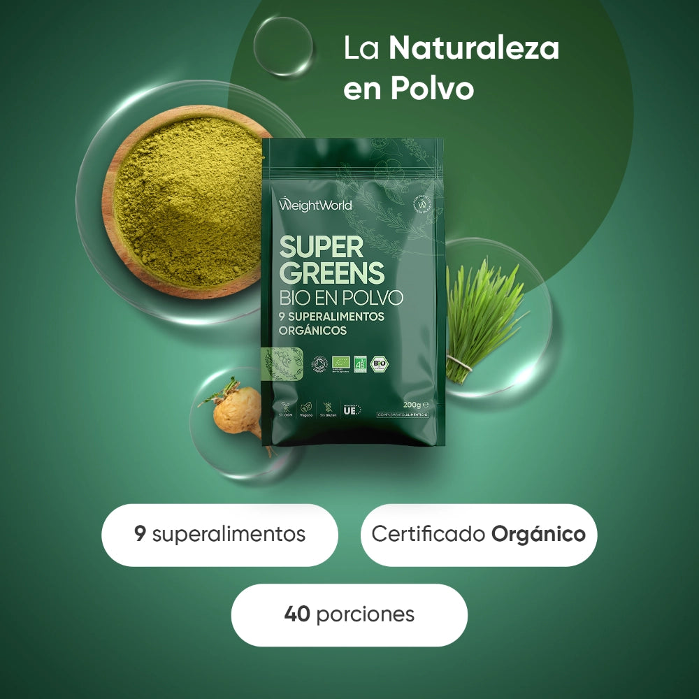 Super greens en polvo con 9 superalimentos