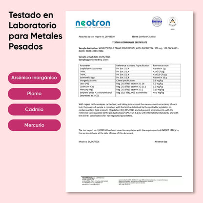Certificado para metales pesados