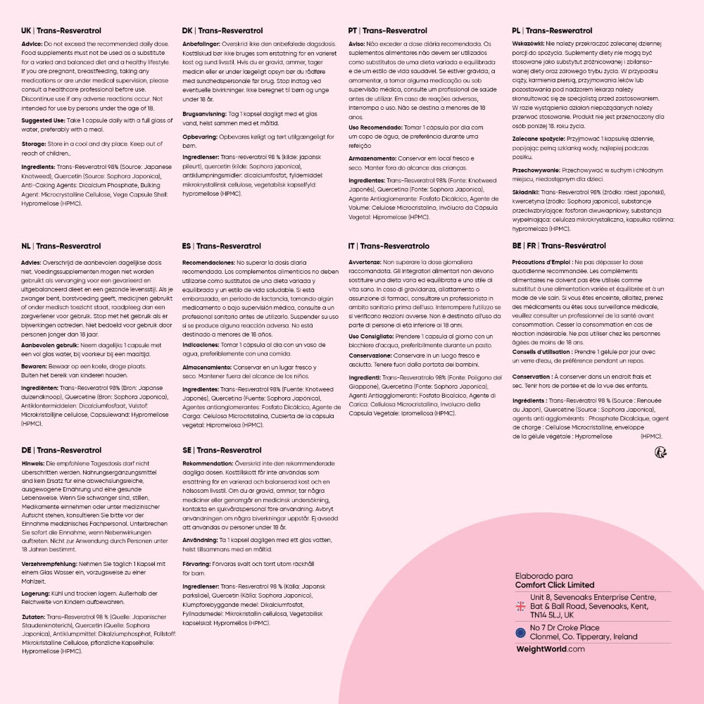 Uso del suplemento Trans Resveratrol con Quercetina