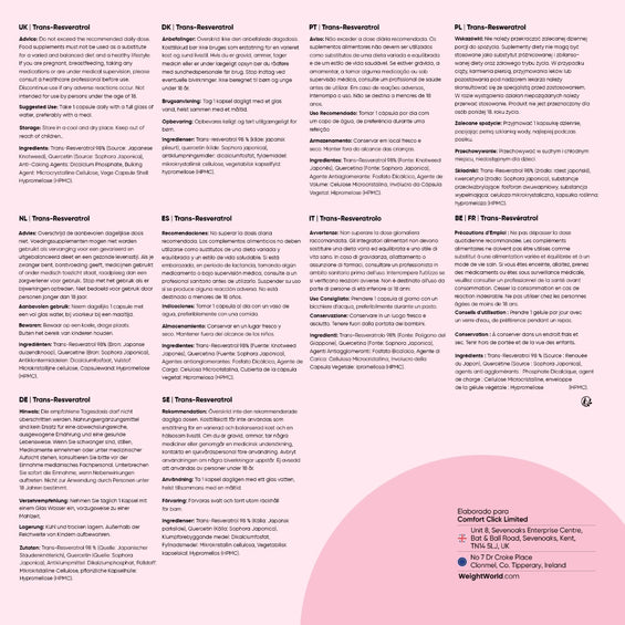 Uso del suplemento Trans Resveratrol con Quercetina