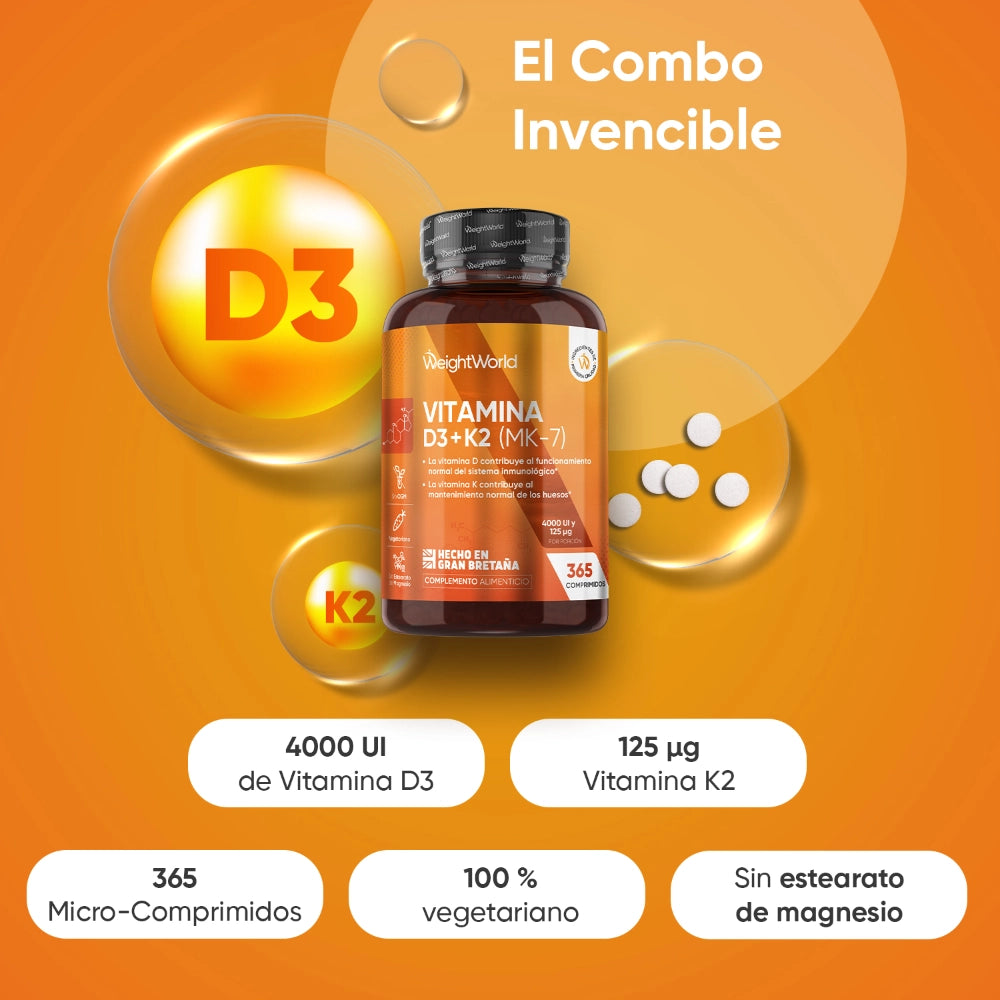 Vitamina D3 + K2 365 comprimidos