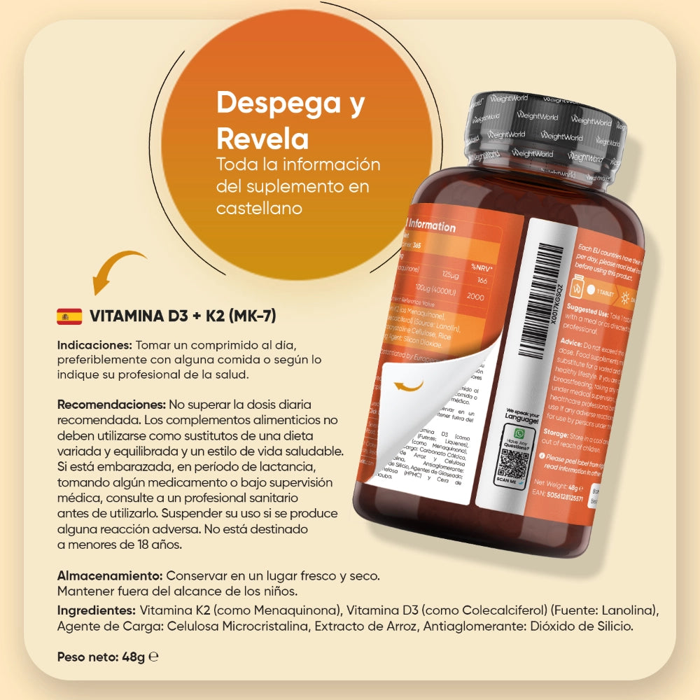 Instrucciones para Vitamina D3 y K2