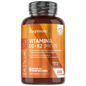 Vitamina D3 4000 UI + K2 125 mcg vegetariana