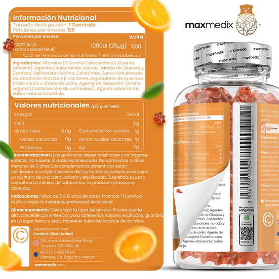 Información nutricional Vitamina D3 Gominolas