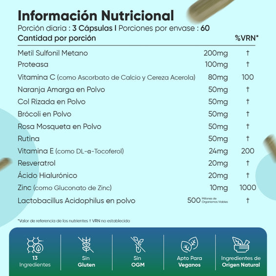 Información nutricional Colágeno Vegano