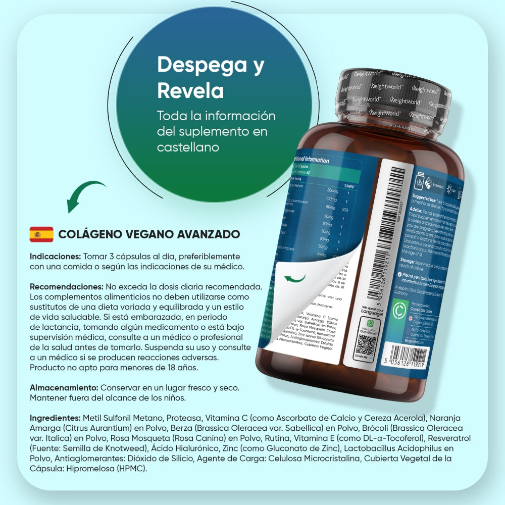 Modo de uso suplemento Colágeno Vegano