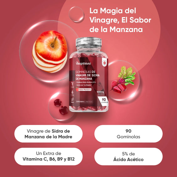 Gominolas de vinagre de manzana con 5% de ácido acético