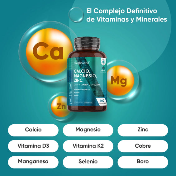 Suplemento con 7 minerales y 2 vitaminas esenciales
